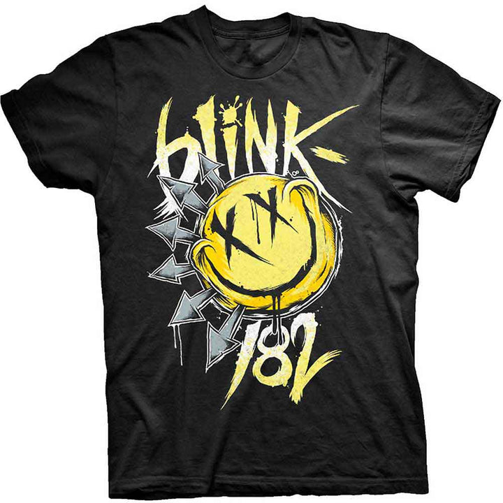 a black shirt with a yellow smiley face on it