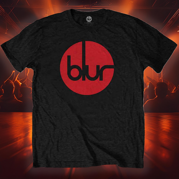 a black t - shirt with a red logo on it