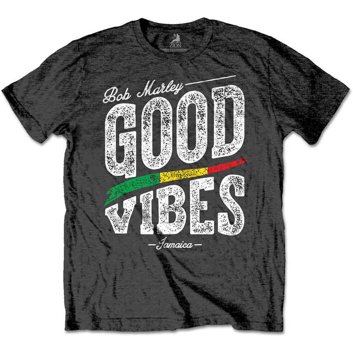 a black t - shirt with the words good vibes on it