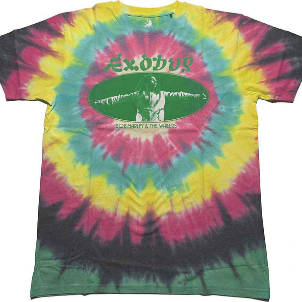 a tie - dyed Bob Marley tee