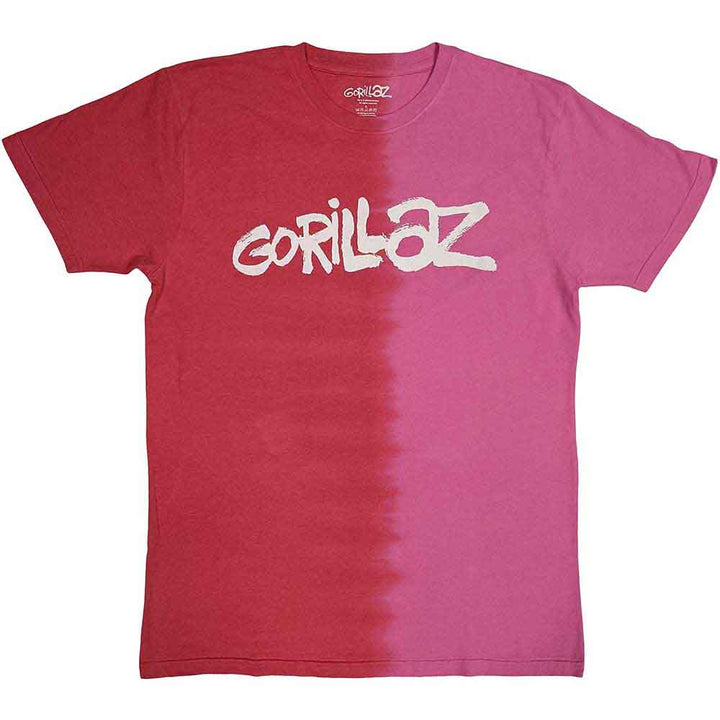 a red and pink shirt with the word gorillaz on it