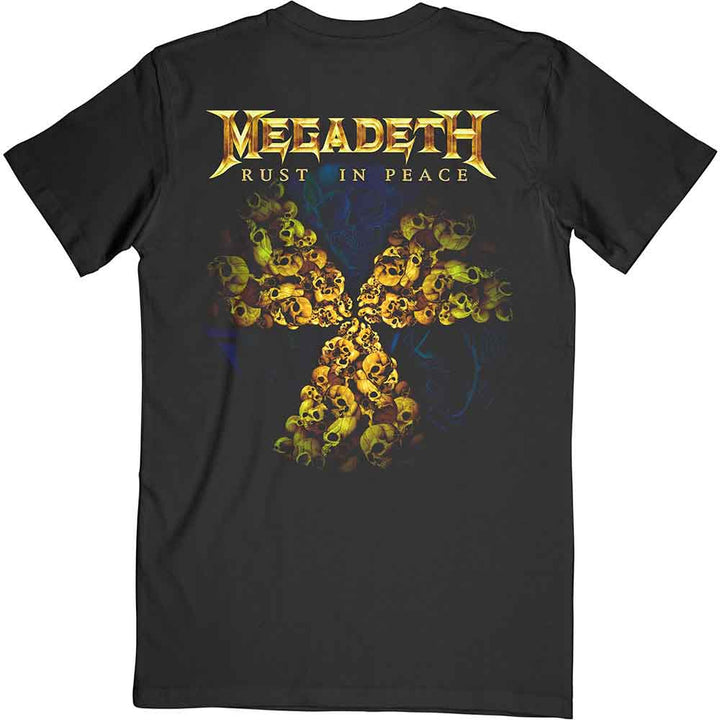 a black t - shirt with the words megadeth rust in peace backprint