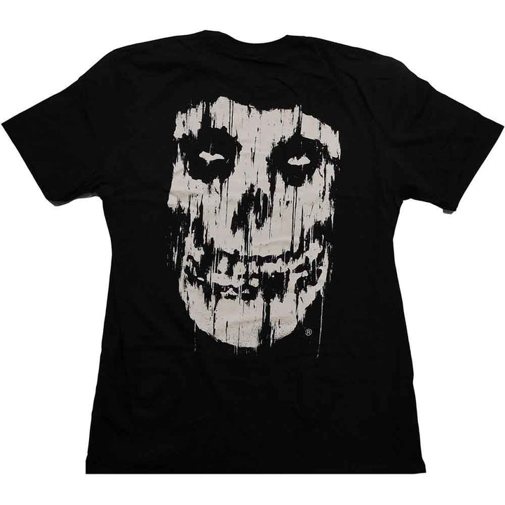 a black shirt with a white mask on it