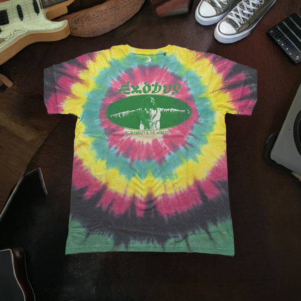 a tie dye Bob Marley tee